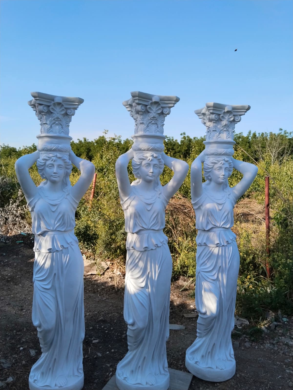 Antik Kadın sütun heykeli /dekoratif fiberglas heykel